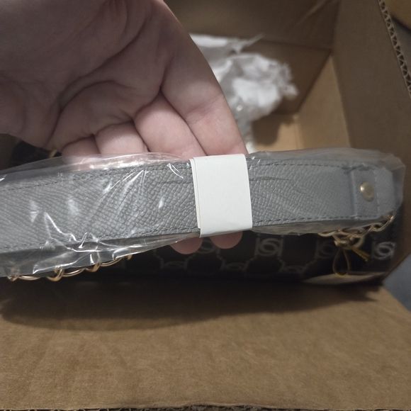 Bebe Monogram Black and Gray Shoulder Bag - Picture 6 of 8